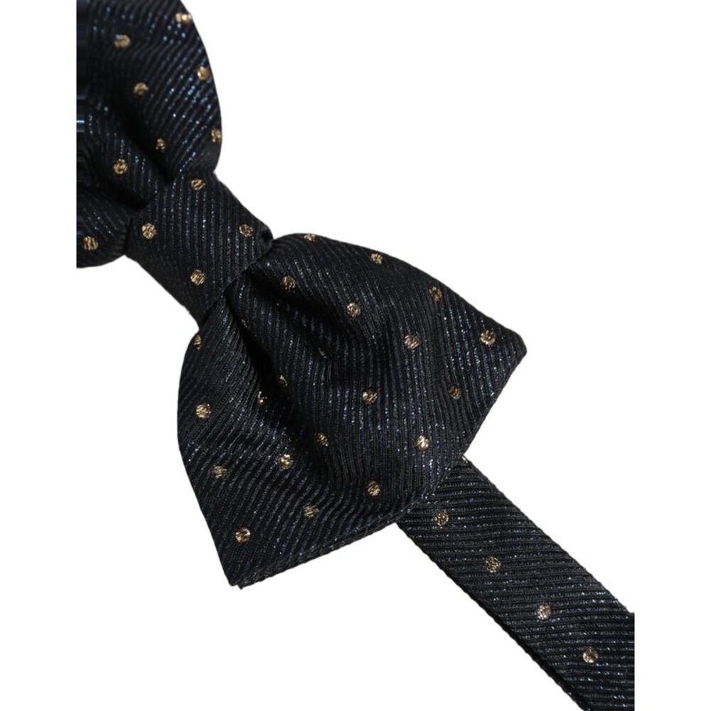 Dolce & Gabbana Men Dark Gray Polka Dot Silk Adjustable Neck Papillon Bow Men's